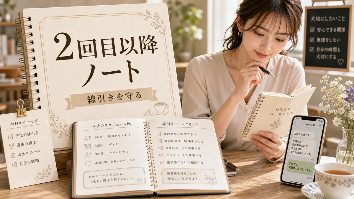 2回目以降の会い方|条件のなし崩しを防ぐ線引きと定期化の判断のイメージ